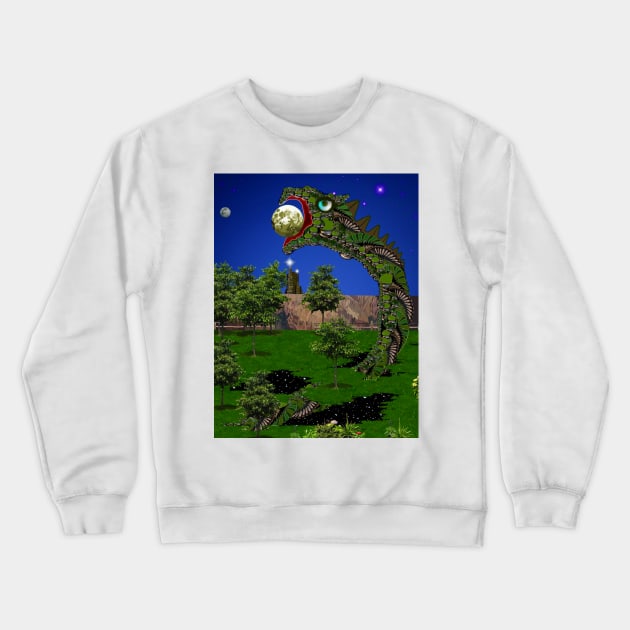 Planet Eating Worm Dragon Crewneck Sweatshirt by dennye